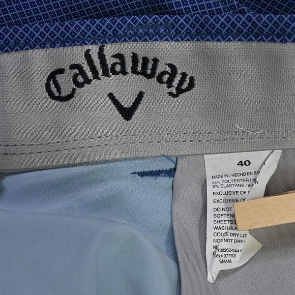 Callaway 40 x 9" Blue Diamond‎ Woven Tech Flex Performance Golf Chino Shorts - Picture 3 of 5